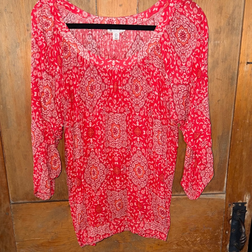 Lila Rose Women's Red Patterned Blouse